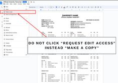 a computer screen with the text do not click request edit access instead make a copy