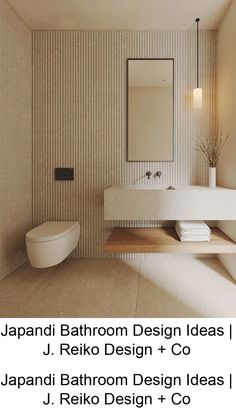 Japandi Bathroom design ideas and interior design inspiration using a fusion of Japanese minimalism and Scandinavian design styles #scandinavianbathroomideas Ambient Home Lighting, Small Japandi Bathroom, Minimalist Toilet Design, Japandi Powder Room, Japandi Bathroom Design, Japandi Bathroom, Minimal Bathroom, Japandi Interiors, Japandi Home