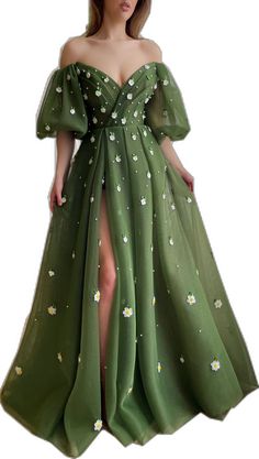 Floor-length Tulle Gown With Floral Embroidery, Elegant Tulle Gown With Floral Embroidery, Elegant Green Gown With Sheer Bodice, Elegant Green Gown With Floral Embroidery, Green Organza Gown For Banquet, Green Organza Gown For Banquets, Green Wedding Gown With Sheer Bodice, Green Organza Evening Dress For Banquet, Evening Gown With Floral Embroidery In Green