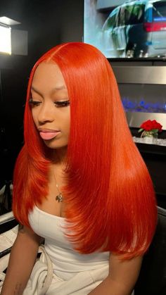 Hair | hairstyles | hair ideas | hair inspo | ginger | gunger hair | red hair | redhead | wig | wig install | Fall Color Wigs For Black Women, Ginger Wig Black Women, Ginger Quick Weave, Red Bob Black Women, Hair Inspo Ginger, Red Hair Instagram, Ginger Wig With Bangs, Black And Orange Hair, Ginger Bob