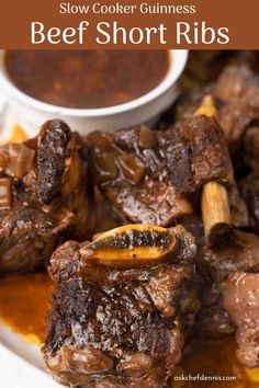 slow cooker guinness beef short ribs on a plate