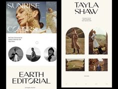 two pages from the magazine, earth editorial and an article about women's fashion