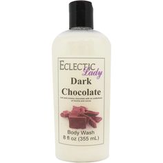 Our Dark Chocolate is a rich and creamy chocolate fragrance. It is a dark chocolate with a very pervasive undertone of mocha and cocoa. This fragrance is phthalate free. Lather up with the creamy bubbles of our body wash. It can also be used as hand soap and bubble bath. Our body wash contains cocamidopropyl betaine thought to aid in antiseptic properties. Directions: Pour a small amount of body wash on a wet sponge or cloth and wash with rich creamy lather. Ingredients: Water, Sodium Laureth Su Liquid Pearls, Sodium Lauryl Sulfate, Creamy Chocolate, Bubble Bath, Our Body, Mocha, Body Wash, Hand Soap, Dark Chocolate