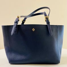 Navy Colored Leather With Gold Hardware Like New, Very Gently Used Lots Of Compartment Space And Pockets! (Fits My Ipad Or Small 13”Laptop) Tory Burch Robinson Tote, Ella Tote, Tory Burch Ella, Silver Handbag, Tory Burch Tote, Tory Burch Bag Totes, Slouched Boots, Tory Burch Bags, Tory Burch Bag