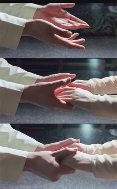 four different images of hands reaching out to each other