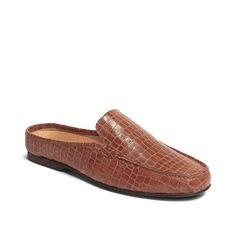 Carlos by Carlos Santana-Hades Mule The Hades mule from the Carlos by Carlos Santana is intricately designed with fashion forward trends like crocodile-embossed leather upper, round toe front, and leather footbed. This slip-on lends superior traction with its rubber sole. Branded Shoes For Men, Suede Fashion, Slip On Mules, Heart And Soul, Leather Mules, Embossed Leather, Shoe Brands, Loafer Shoes, Mule