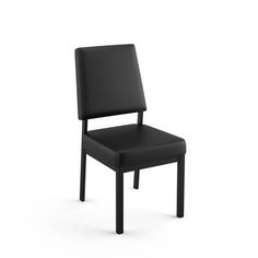 a black chair on a white background with the seat up and one arm folded back