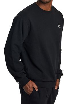 Classic and comfortable, this sweatshirt made of soft cotton pairs a small embroidered logo with a relaxed fit that layers easily when the temperatures drop. 26 1/2" length ( size Medium) Crewneck Ribbed cuffs and hem 100% cotton Machine wash, tumble dry Imported Casual Crew Sweats With Embroidered Logo, Relaxed Fit Fleece Sweats With Embroidered Logo, Basic Sweatshirt With Embroidered Logo In Relaxed Fit, Basic Sweatshirt With Embroidered Logo And Relaxed Fit, Basic Relaxed Fit Sweatshirt With Embroidered Logo, Relaxed Fit Sweats With Embroidered Logo And Long Sleeves, Relaxed Fit Sweats With Embroidered Logo, Relaxed Fit Long Sleeve Sweats With Embroidered Logo, Logo With A