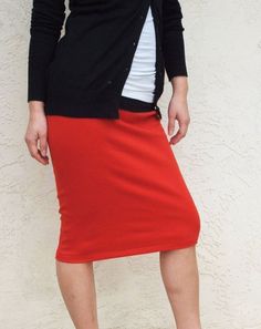 "Red Pencil Skirt has been best seller season after season for reason Everyday skirt is made of high quality knit jersey fabric with great stretch Elastic waist is built for easy pull up Fit is just amazing as many customers praise You can easily style it for office or everyday casual skirt paired with your favorite tops It all adds up to a wardrobe classic that you'll wear and wear -Sim Fit -Elasticized waist -Waist sits below naval -It drops below knee ( if you need it shorter or longer simply Casual Lined Hip-length Skirt, Casual Hip-length Lined Skirt, Red Casual Midi Skirt, Casual Red Midi Skirt, Red Fitted Long Pencil Skirt, Non-stretch Red Mini Skirt, Red Non-stretch Mini Skirt, Red Lined Pencil Skirt, Red Long Pencil Skirt For Spring