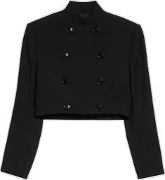 Fitted Cropped Blazer With Button Closure, Alaia Coat, Alaia Leather Jacket, Black Single-breasted Cropped Jacket With Lapel Collar, Luxury Black Single-breasted Cropped Jacket, Strong Shoulders, Business Look, Wool Blazer, Nordstrom