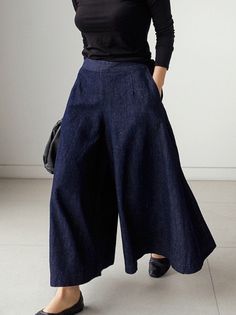 Loose Wide-Leg Empire Jean Pants SAME AS PICTURE-S Cowboy Pants, Summer Grunge, Linen Wide Leg Pants, High Waisted Denim Skirt, Trouser Pocket, Baby Tees Y2k, Loose Trousers, Pants Loose, Plus Size Pants