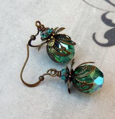 Aqua Teal  Bohemian Drop Earrings - Antique Brass, Czech Glass, Green, Blue. $19.66, via Etsy. Bohemian Green Handmade Crystal Earrings, Handmade Bohemian Green Crystal Earrings, Vintage Green Czech Glass Earrings, Vintage Green Jeweled Earrings, Green Jeweled Crystal Earrings Gift, Bohemian Green Jeweled Jewelry, Beautiful Beaded Jewelry, Dazzling Earrings, Earrings Antique