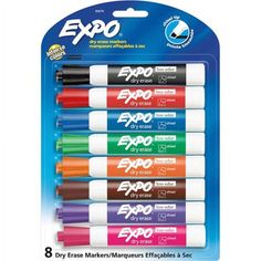 expo dry erase markers in assorted colors, 8 / pk - 6 pack