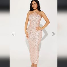 New With Tags Fashion Nova Simone Rose Gold Sequin Maxi Dress Gown Formal L Rose Gold Dress, Dresses Fashion Nova, Rose Gold Sequin, Sequin Maxi, Sequin Maxi Dress, Fashion Nova Dress, Fashion Nova Dresses, Dress Gown, Gold Sequin