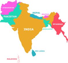 a map of india with all the major cities and their respective capital in different colors