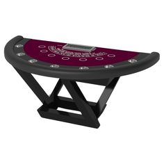 a black and red poker table on a white background