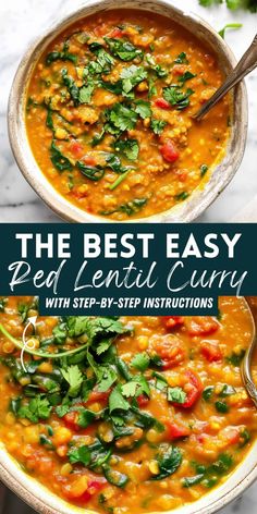 the best easy red lentil curry with step - by - step instructions is ready in just 30 minutes