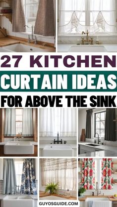 27 Stylish Kitchen Curtain Ideas for Above the Sink Kitchen Curtain Ideas Above Sink, Kitchen Curtains Above Sink, French Country Kitchen Curtains, Kitchen Window Curtain Ideas, Kitchen Curtains Diy, Kitchen Curtain Ideas, Kitchen Curtain Designs, Unique Window Treatments, Cafe Curtains Kitchen