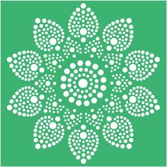 a green background with white dots in the shape of a snowflake on it