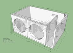 an image of a box with measurements for the front and back sides, including the top section