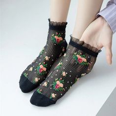 Material: COTTON Black Casual Socks For Spring, Casual Black Socks For Spring, Casual Black Summer Socks, Casual Black Socks For Fall, Black Ankle-high Winter Socks, Black Ankle-high Socks For Winter, Casual Ruffle Socks For Spring, Casual Ruffled Socks For Spring, Black Ankle-high Socks For Spring