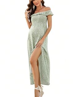 Material: This off shoulder maternity dresses is lightweight, skin-friendly and feel cool in this hot summer. Sexy and elegant maxi Dresss for women you will can't wait to wear this on vacation.
Features: off shoulder maternity dresses/High Waist/Floral Print/Maxi Dresss/Boho
Occasion: The off shoulder sundress perfect for party, beach, wedding, dating, cocktail, vacation, office, nightclub and shopping in spring, summer and fall.
Match: This off shoulder maternity dresses cut perfect match with Summer Stretch Off Shoulder Dress, Summer Stretch Off-shoulder Dress, Off-shoulder Maternity Maxi Dress, Maternity Stretch Maxi Dress, Stretch Maternity Maxi Dress, Stretch Maxi Dress For Maternity Wear, Non-stretch Off-shoulder Maxi Dress For Spring, Summer Stretch Maternity Dress, Flowy Maternity Dress For Beach