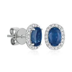 LeVian - Le Vian 1.00ct t. w. Blueberry Sapphire Earrings, .13ct t. w. Vanilla Diamonds in 14kt Vanilla Gold. With a rich history dating back to the 15th century, Le Vian jewelry is well known for its decadent designs and innovative use of color. This timeless pair of earrings present 1.00 ct. t. w. oval sapphires haloed by .13 ct. t. w. round brilliant-cut diamonds. Finely crafted in polished 14kt white gold. Post/clutch, Le Vian diamond and sapphire earrings. Diamond birthstones are the perfec Le Vian Jewelry, Levian Jewelry, Sapphire Birthstone, Diamond Birthstone, Le Vian, Earrings Diamond, Sapphire Earrings, 15th Century, Round Brilliant Cut Diamond