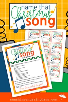 an image of christmas song printables with the words, name that christmas song