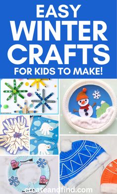 Collage of winter crafts for kids using handprints, snowflakes, a snowman, printables, and more. Diy Winter Crafts For Kids, Easy Winter Crafts For Kids, Diy Winter Crafts, Snowman Crafts For Kids, Winter Craft Ideas, Craft Ideas For Toddlers, Winter Crafts For Toddlers, Easy Winter Crafts, Snow Crafts