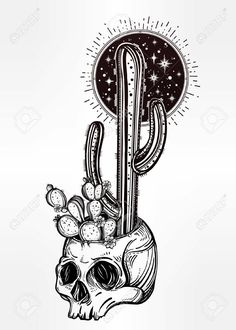 an iphone screen with the text hand drawn romantic drawing of skull with cacti