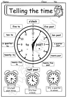 telling the time worksheet for students to read and practice their time in english