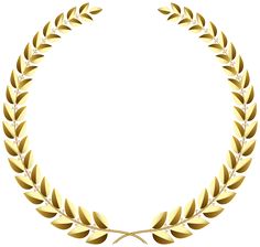 a gold laurel wreath on a white background with clipping path to the top and bottom