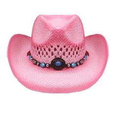 Tea Stain Straw COWBOY HAT w/ Turquoise Blue Beads WOMEN WESTERN CowgirlStyle: With beads. See picture.Color: PinkAdult M/L Size. One Size. 28.2 inches inside-head circumference. Gender: female.  Age Group: adult. Cheap Cowboy Hats, Womens Western Hats, Cowboy Hats Women, Cowboy Hat Bands, Pink Cowboy Hat, Straw Cowboy Hat, Chapeau Cowboy, Rodeo Cowboy, Pink Tea