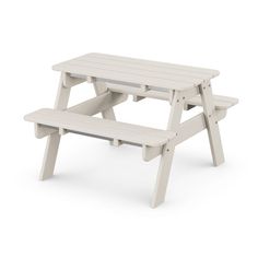 a white picnic table on a white background