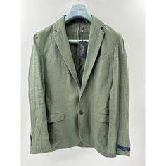 Elevate Your Sports Style With This Polo Ralph Lauren Lightweight 100% Linen Olive Green Sports Blazer. Crafted From Premium Quality Linen, This Blazer Is Perfect For Fashion Enthusiasts Who Want To Look Stylish Without Compromising On Comfort. The Blazer Features A Lightweight Design, Making It Perfect For All-Day Wear. The Olive Green Color Adds A Touch Of Elegance To Your Wardrobe, While The Regular Size Fits Most Men Comfortably. With Its Outstanding Features, This Blazer Is Perfect For Any Fitted Linen Sport Coat In Casual Style, Casual Fitted Linen Sport Coat, Fitted Casual Linen Sport Coat, Fitted Linen Casual Sport Coat, Casual Green Sport Coat With Pockets, Casual Tailored Green Outerwear, Casual Green Sport Coat For Spring, Green Sport Coat With Pockets For Spring, Green Linen Outerwear With Notch Lapel