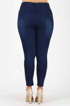 Curvy High Rise Waist Jeggings in Dark Blue – Mota Boutique Flowy Tunic, Comfy Chic, High Rise Jeans, Jeggings, Classic Looks, Casual Chic, Chic Style, Capri Pants, Elastic Waist