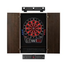 Viper 797 Electronic Dartboard, Metropolitan Espresso Cabinet, Laser Throw Line & Shadow Buster Dartboard Light Bundle Darts Viper Espresso Cabinet, Dartboard Light, Dartboard Cabinet, Electronic Dart Board, Dart Board Cabinet, Espresso Cabinets, Mahogany Cabinets, Box Joints, Line Light