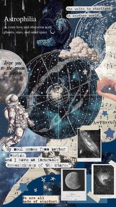 an artistic collage with space, stars and other things to see in the sky