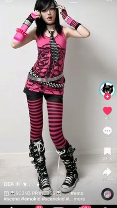 Pink Scene Aesthetic Outfit, Hot Pink Scene Outfit, Pink And Black Scene Outfit, Emo Pink Outfit, Scene Pink Outfit, Pink Scenecore Outfit, Scene Fashion Aesthetic, Alt Pink Outfit, 2000s Scene Outfits