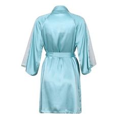 Two-piece style with silp dress, matching lace to decorate Self-tie closure Silky look and feel makes this robe extra cozy and luxurious Rosdorf Park Size: S, Color: Blue | Rosdorf Park Basma Silk Sateen Girl / Woman+ Above Knee Bathrobe w / Pockets 50.0 W in Blue | Wayfair Elegant Light Blue Summer Sleepwear, Spring Sleepwear With Lace Patchwork, Fitted Lace Patchwork Summer Sleepwear, Spring Lace Patchwork Sleepwear, Fitted Lace Trim Robe For Spring, Light Blue Sleepwear For Wedding Night In Spring, Fitted Robe For Wedding Night In Spring, Light Blue Fitted Sleepwear For Spring, Spring Satin Robe With Lace Trim