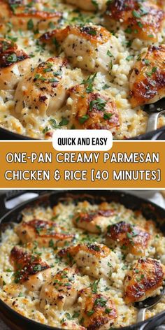 one pan creamy parmesan chicken and rice dinner