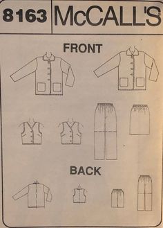 Vintage 8163 McCalls (1996) Size 12-14-16 Pattern is complete with instructions, unused and factory folded. Excellent condition. Envelope is clean, intact with clear graphics. It has minor storage wear. Please see pics. Please contact me with questions. Enjoy! Classic Sets With Pockets For Winter, Classic Winter Sets With Pockets, Great Coat, Shorts Skirt, Pink Scarves, Im Happy, Fashion Dolls, Beautiful Necklaces, Quilt Patterns