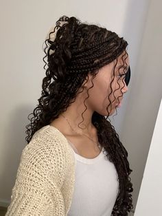 Knotless Hairstyle, Bohemian Knotless, Afro Styles, Curly Braided Hairstyles, Inspo Hair, Hairstyle Idea, Big Box Braids Hairstyles