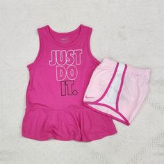 Nwt Bin Sk.I Playful Nike Cotton Bottoms, Playful Cotton Bottoms By Nike, Nike Summer Playwear Sets, Nike Shorts For Summer Playwear, Nike Summer Shorts For Playwear, Toddler Nike Outfits, Nike Girl Outfits, Nike Romper, Nike Wear