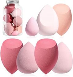 Makeup Sponge Set BS-MALL Blender Sponges 7 Pcs for Liquid, Cream, and Powder, Multi-colored with 1 Mini Makeup Sponge Pink (A-Pink) Mini Makeup, Makeup To Buy