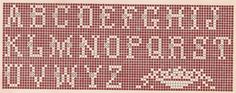 an old red and white pattern with small squares on the bottom, in two rows