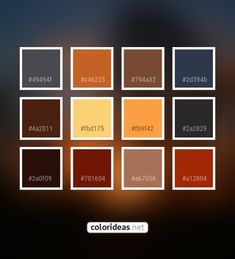 the color scheme for colors that are red, orange, yellow and brown with numbers in them