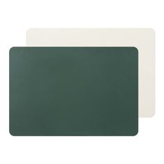 two green and white placemats on a white background, each with a square shape