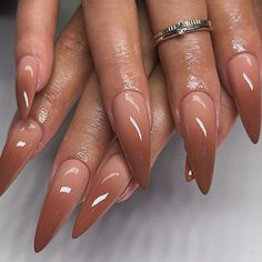 80 Brown Ombre Nail Designs: Simple, Glitter, Light &Amp; Dark Shades For A Stunning Look 53 Ombre Nail Ideas, Brown Nail, Brown Nails Design, Ombre Nail, Nude Nail Designs, Sweater Nails, Ombre Nail Designs, Shiny Nails