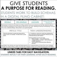 a poster with the words give students a purpose for reading